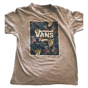 Vans Kids Gray Tee with Dynamic Blue Graphic